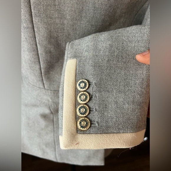 J. Crew Gray Fully-lined wool blazer Size 0 Cream trim Nautical buttons - Picture 5 of 11